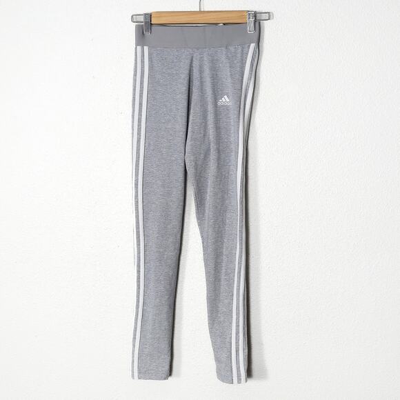 NEW Adidas Women’s Tights Heather Gray White Stripes XS Sporty Athleisure - Picture 1 of 5